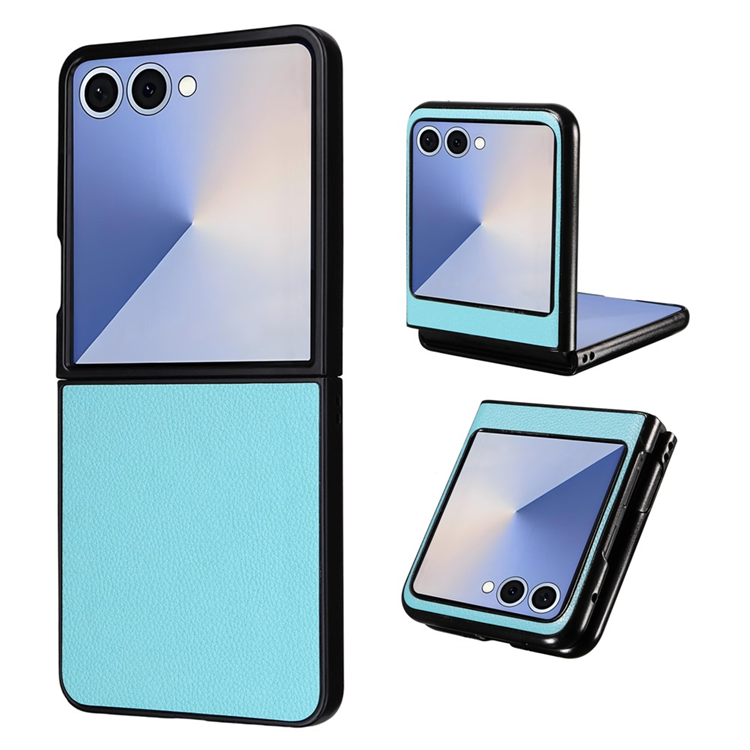 Galaxy Z Flip7 Mobilskal Litchi Texture Läder - Babyblå | 2353 | AlltMobil
