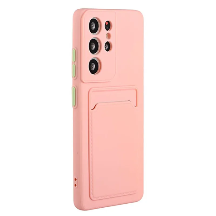UTGATT - Galaxy S23 Ultra Mobilskal Korthållare TPU - Rosa