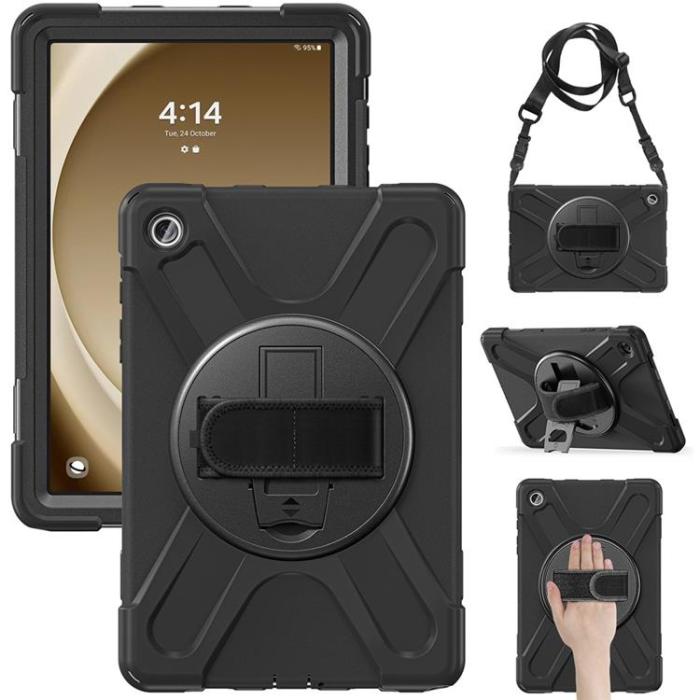 A-One Brand - Galaxy Tab A9 Plus Skal Kickstand Handrem Med Axelrem - Svart