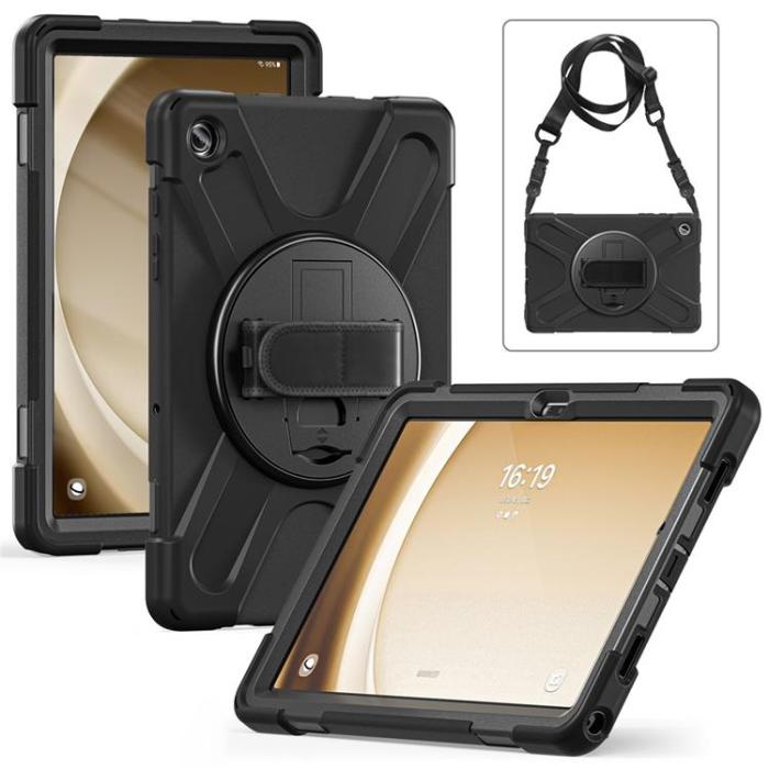 A-One Brand - Galaxy Tab A9 Plus Skal Kickstand Handrem Med Axelrem - Svart