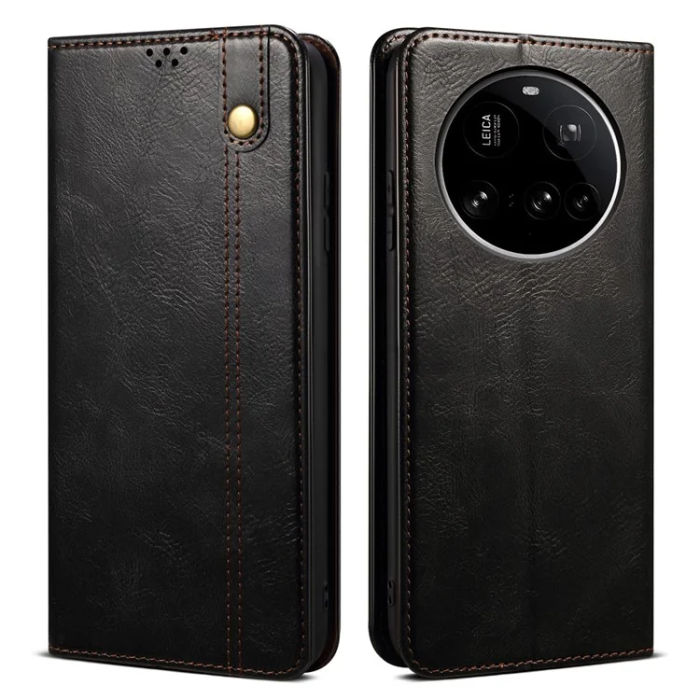 A-One Brand - Xiaomi 15 Ultra Plånboksfodral Horse Texture Waxy - Svart