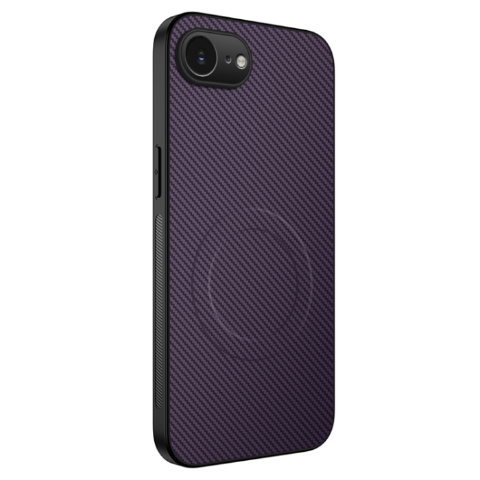 WANLONFENG - WANLONFENG iPhone 16e Mobilskal MagSafe Carbon Fiber TQ - Lila