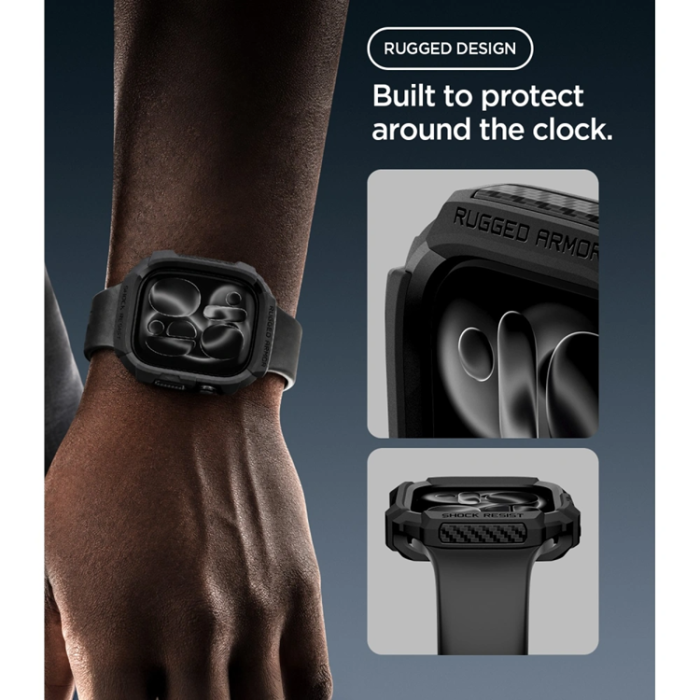 Spigen - Spigen Skal För Apple Watch 12 (42mm) Rugged Armor - Matte Svart