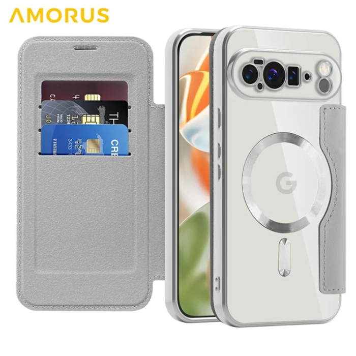 AMORUS - AMORUS Google Pixel 10 Pro XL Plånboksfodral Magsafe RFID - Titangrå