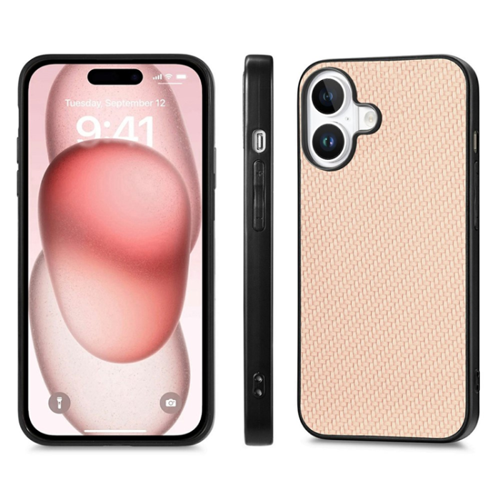 A-One Brand - iPhone 17 Mobilskal Carbon Fiber PU Läder - Khaki