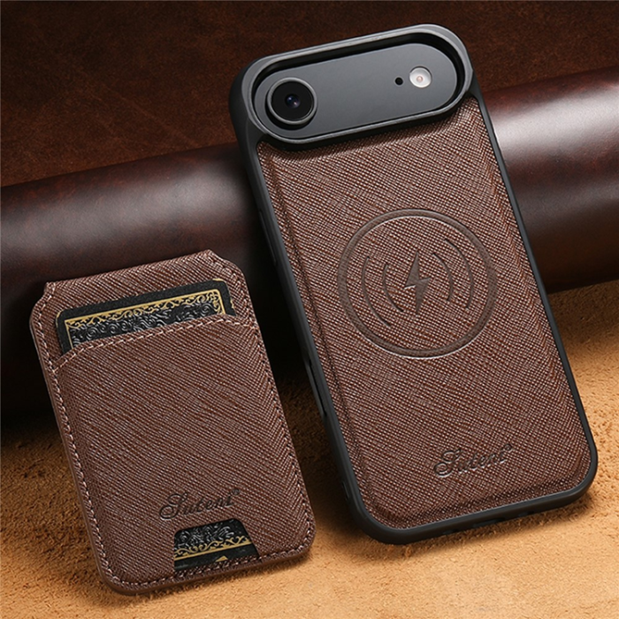 SUTENI - SUTENI iPhone 17 Air Mobilskal MagSafe Cross Texture H18 - Brun