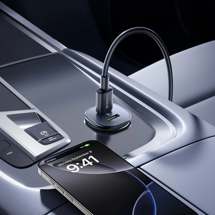 BASEUS - Baseus Billaddare 30W 2x USB-C GoTrip - Svart