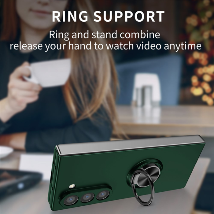 A-One Brand - Galaxy Z Fold7 Mobilskal Rotatable Ring Kickstand - Svartgrön
