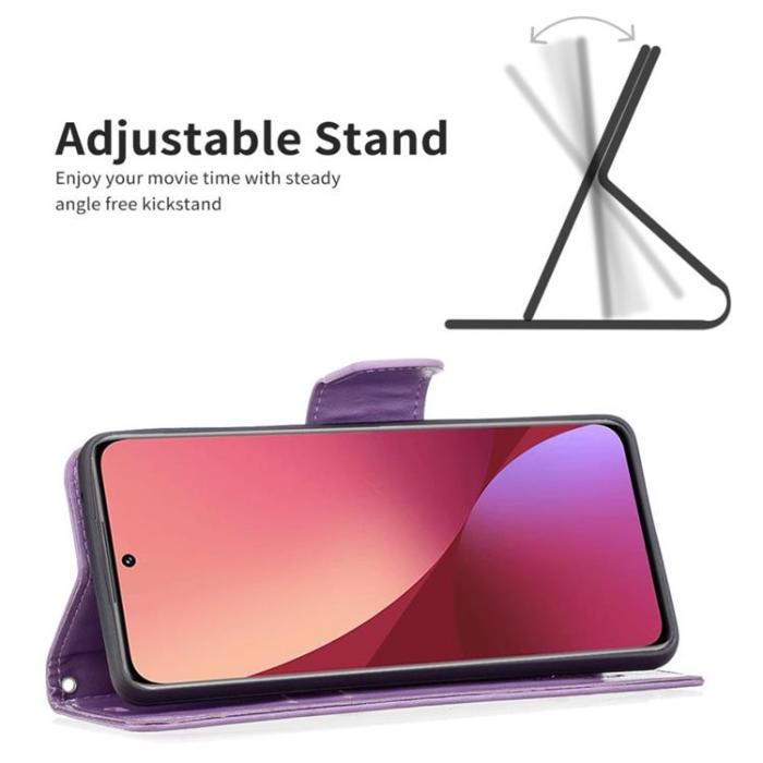 A-One Brand - Butterfly Imprinted Plånboksfodral Xiaomi 12/12X - Lila