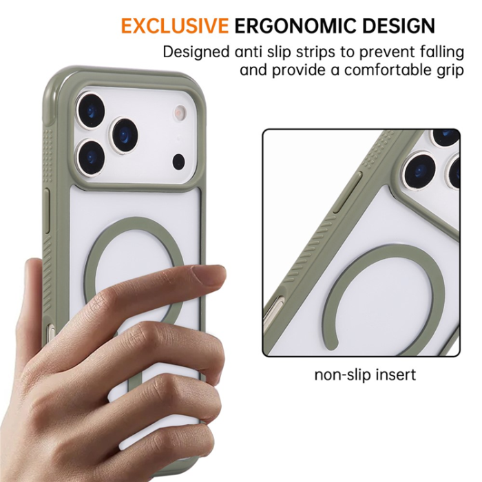 A-One Brand - iPhone 17 Pro Max Mobilskal MagSafe TPU+PC Transparent - Svartgrön