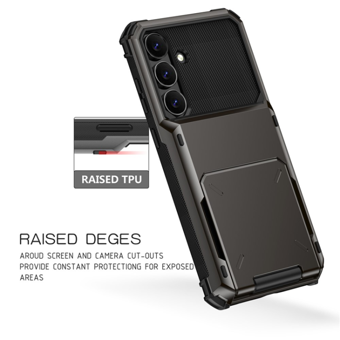 A-One Brand - Galaxy S25 FE Mobilskal Korthållare Dual Layer - Grå