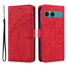 A-One Brand - Sony Xperia 10 VII Plånboksfodral Curved Line Läder - Röd
