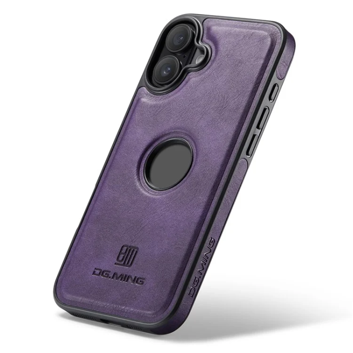 DG.MING - DG.MING iPhone 16 Mobilskal Anti-Drop Läder - Lila