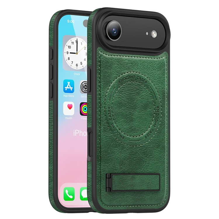 iPhone Air Mobilskal MagSafe Kickstand Läder - Svartgrön | 2353 | AlltMobil