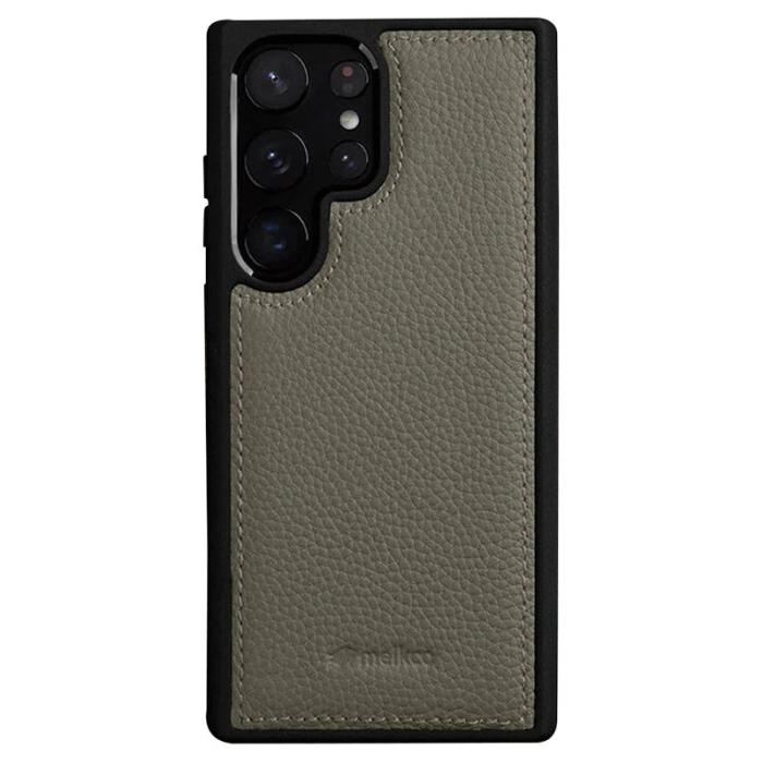 Melkco - MELKCO Mobilskal till Samsung Galaxy S23 Ultra Äkta Läder Hård PC Grå
