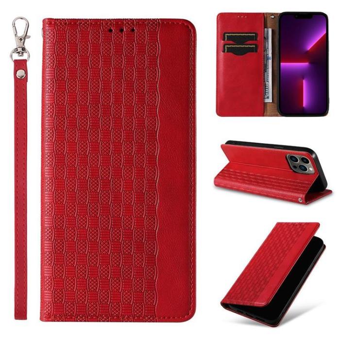 OEM - Galaxy S23 Plus Plånboksfodral Magnet Strap - Röd