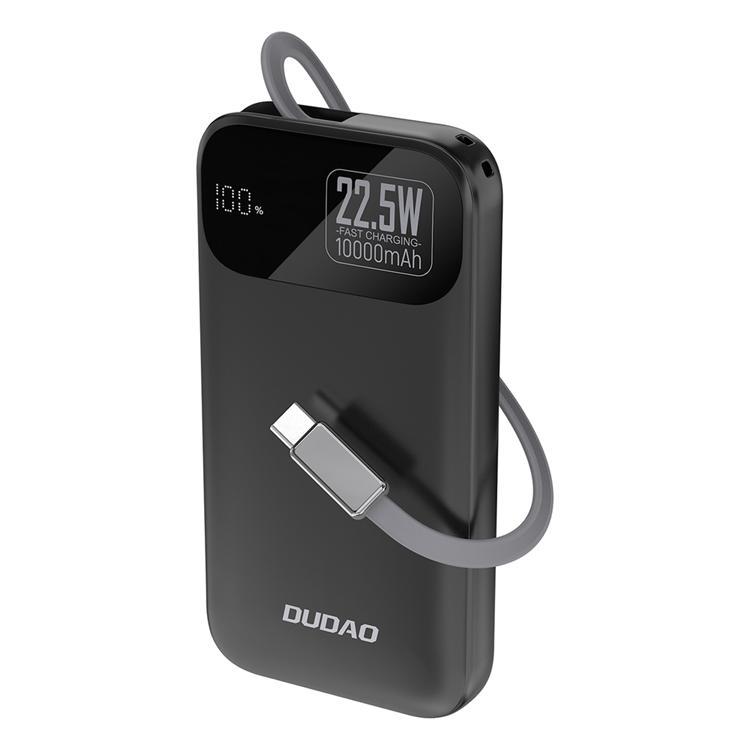 Dudao Powerbank 10000 mAh 22.5W PD med Inbyggd Kabel K31 - Svart