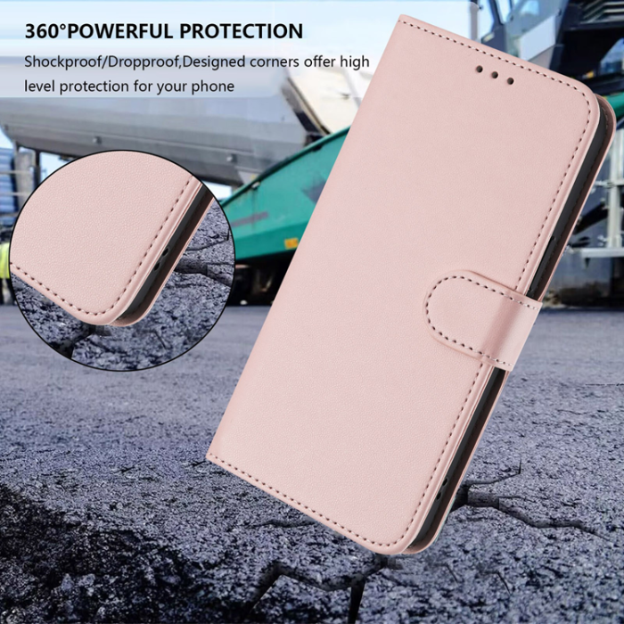 A-One Brand - iPhone 16 Pro Max Plånboksfodral Läder med Handledsrem - Rosa