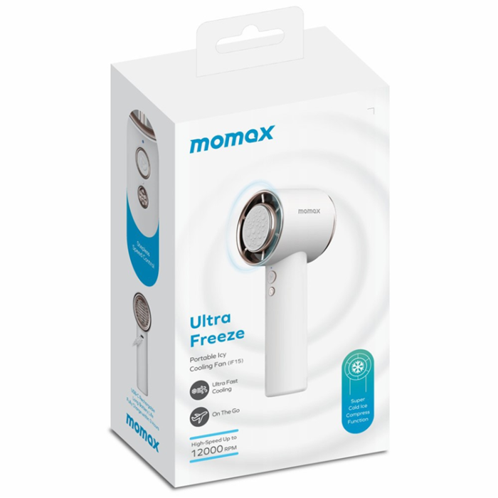 Momax - MOMAX Bärbar Handfläkt Kall kompress IF15 Ultra Freeze - Vit