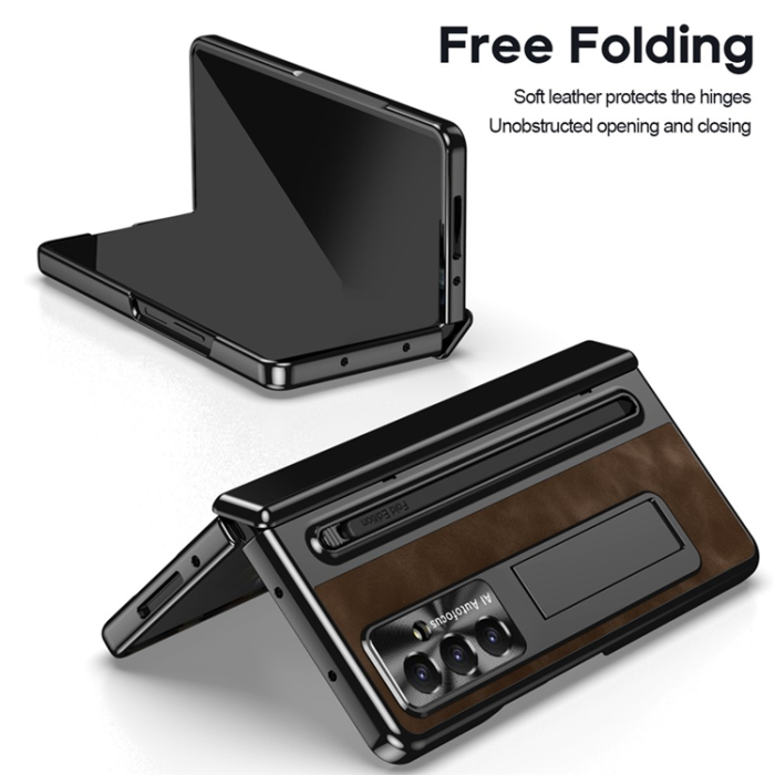 A-One Brand - Galaxy Z Fold 7 Mobilskal Kickstand med Stylus - Coffee