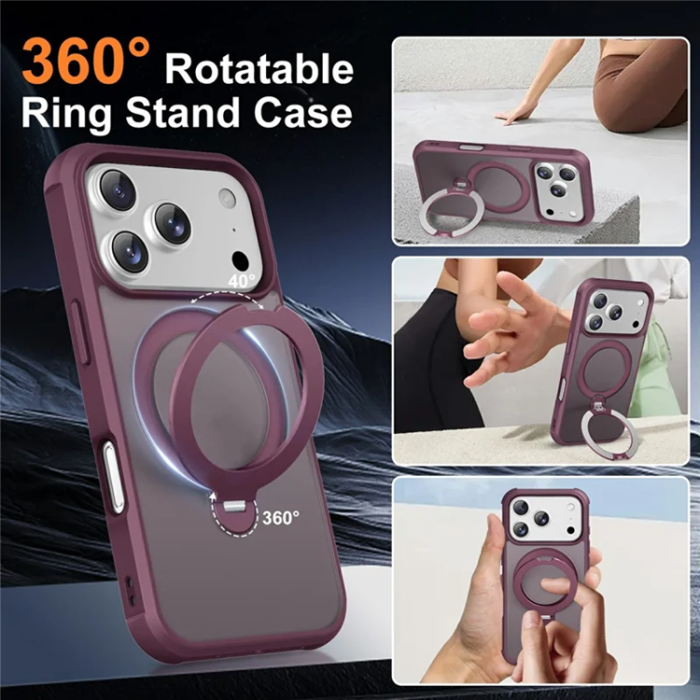 A-One Brand - iPhone 17 Pro Max Mobilskal MagSafe Kickstand TPU + PC - Vinröd