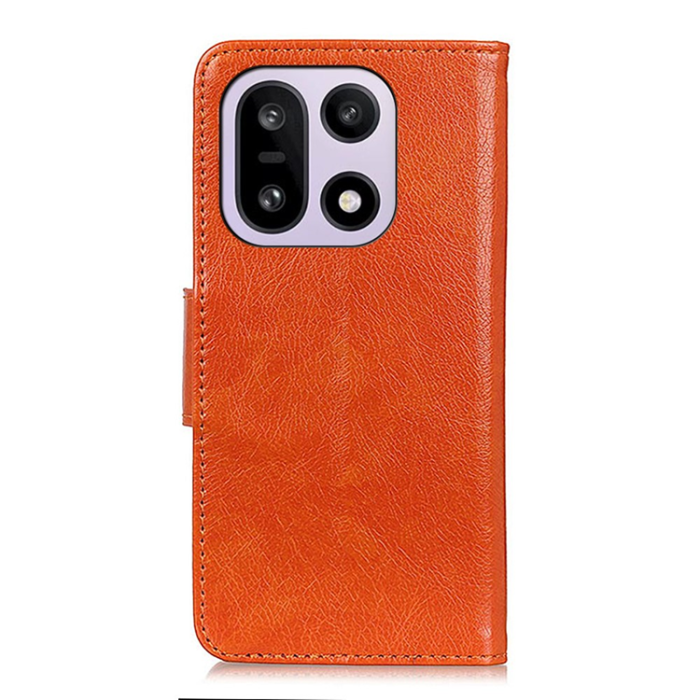 A-One Brand - OnePlus 15 Plånboksfodral Nappa Texture Äkta läder - Orange