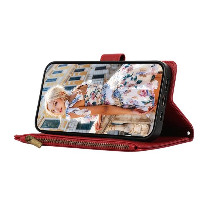 OEM - Mobilfodral för Samsung Galaxy S26 Ultra Konstläder med kortfack - Röd