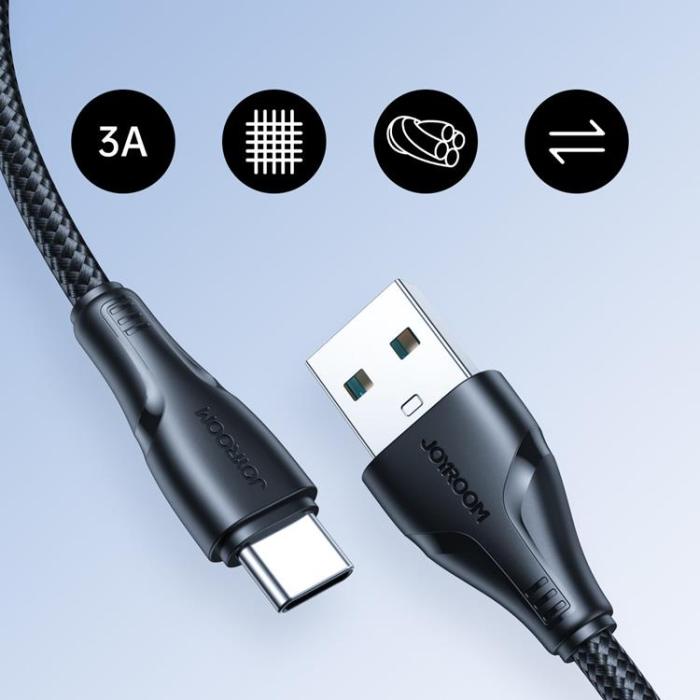 Joyroom - Joyroom Fast USB-C till USB-A kabel 3A 1.2m - Svart
