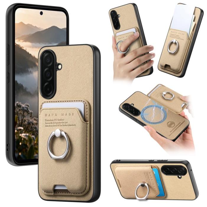 OEM - Mobilskal för Samsung Galaxy S26 Konstläder + PC + TPU - Khaki