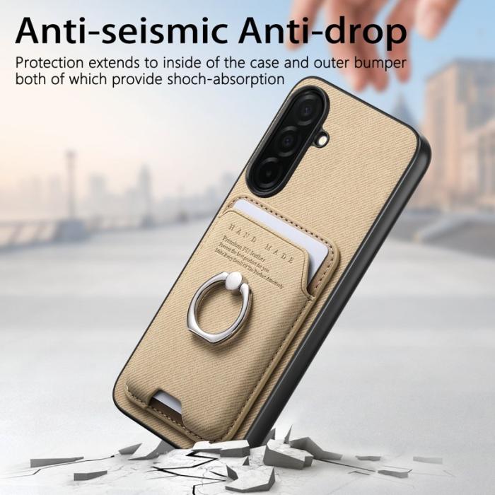 OEM - Mobilskal för Samsung Galaxy S26 Konstläder + PC + TPU - Khaki
