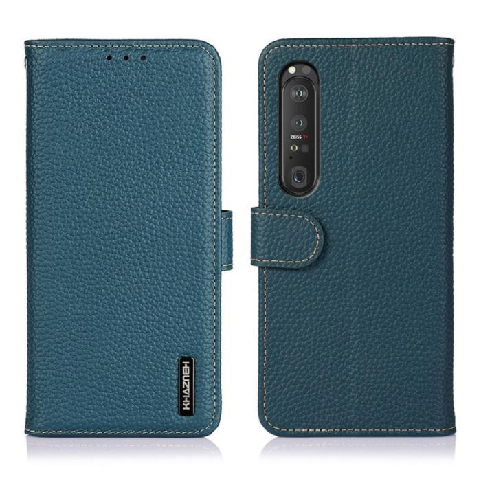 KHAZNEH - Khazneh Äkta Läder Fodral till Sony Xperia 1 III - Grön