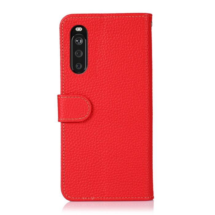 KHAZNEH - KHAZNEH - Äkta läder Plånboksfodral Sony Xperia 10 III - Röd