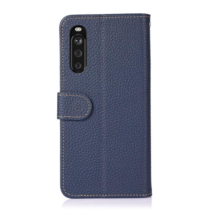 KHAZNEH - KHAZNEH - Äkta läder Plånboksfodral Sony Xperia 10 III - Blå