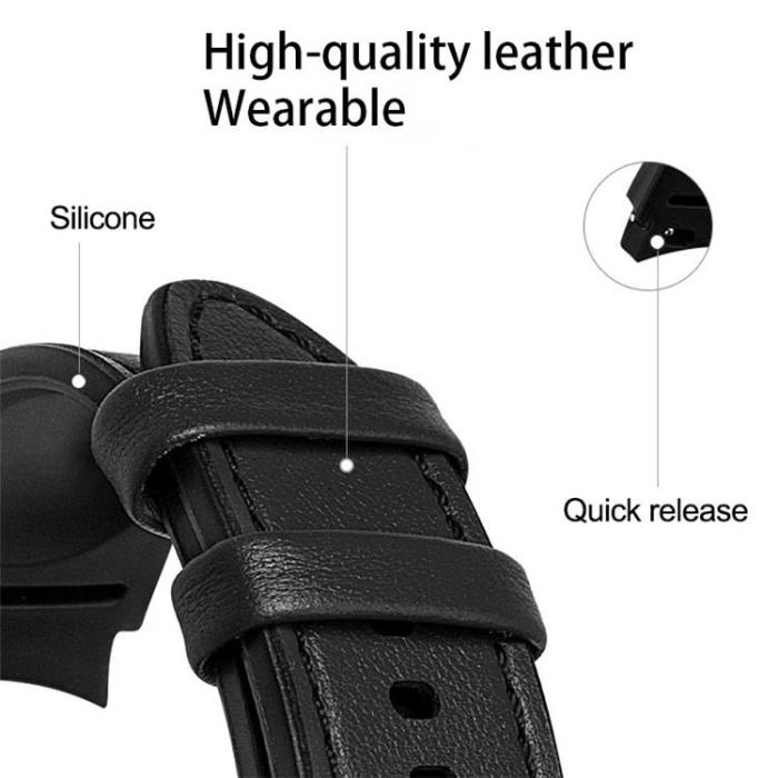 A-One Brand - Galaxy Watch Armband Läder 20MM - Svart