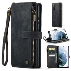 Caseme - CASEME Konstl&auml;der Pl&aring;nboksfodral f&ouml;r Samsung Galaxy S21+ 5G - Svart