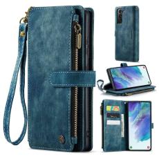 Caseme - CASEME Konstl&auml;der Pl&aring;nboksfodral f&ouml;r Samsung Galaxy S21 FE 5G - Bl&aring;