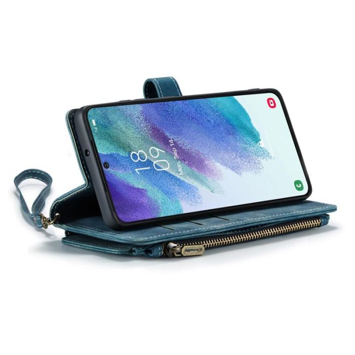 Caseme - CASEME Konstläder Plånboksfodral för Samsung Galaxy S21 FE 5G - Blå