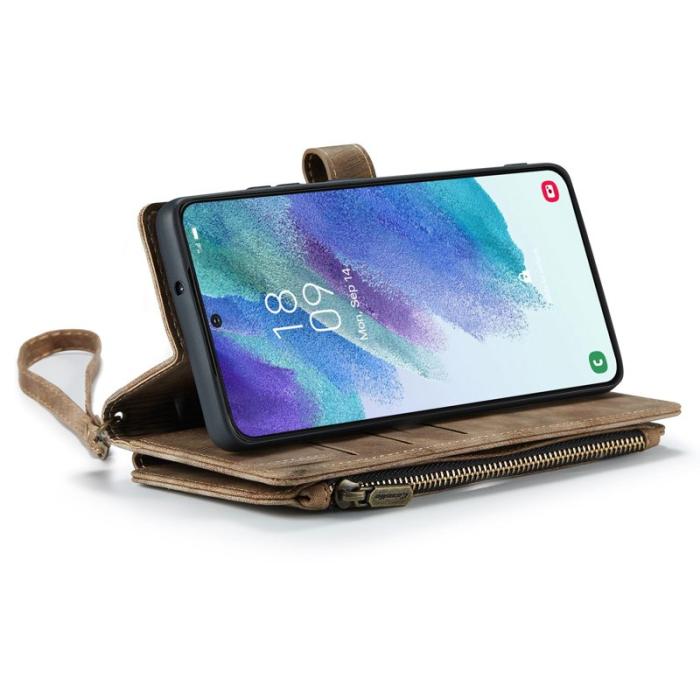 Caseme - CASEME Konstläder Plånboksfodral för Samsung Galaxy S21 FE 5G - Brun