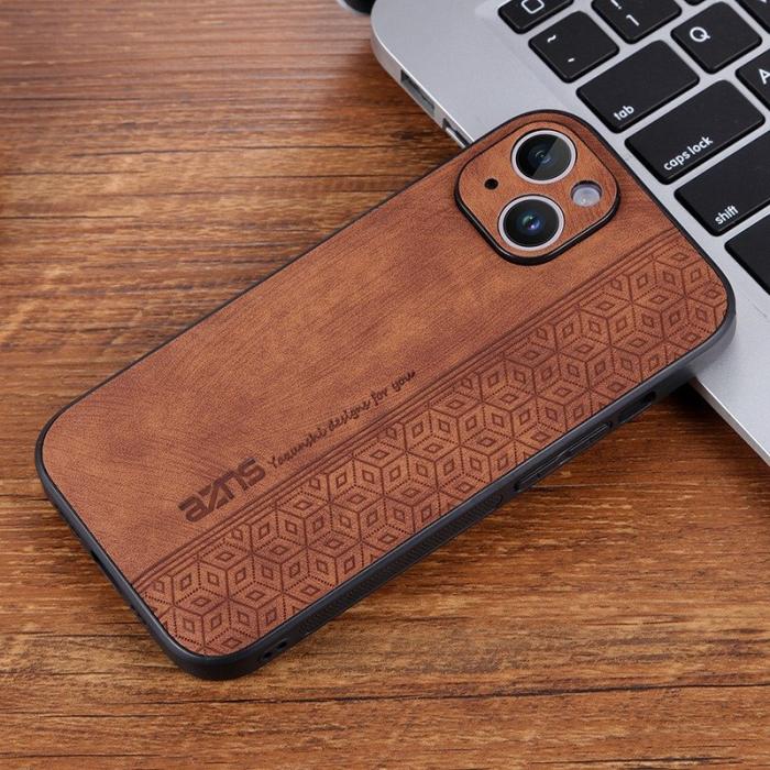 AZNS - AZNS iPhone 14 Plus Fodral - Scratch-resistant KonstLäder - Brun