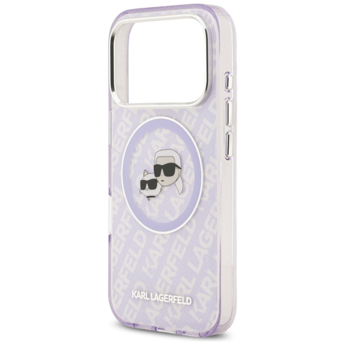 KARL LAGERFELD - Karl Lagerfeld iPhone 17 Pro Mobilskal Magsafe Glitter Karl Och Choupette Heads