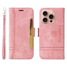 BETOPNICE - BETOPNICE 001 iPhone 16 Pro Pl&aring;nboksfodral Konstl&auml;der - Rosa