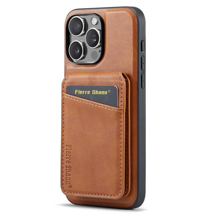 FIERRE SHANN - FIERRE SHANN 025 iPhone 16 Pro Fodral KonstLäder - Brun