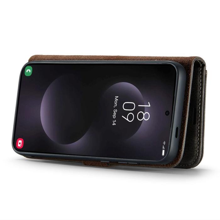 DG.MING - DG.MING Samsung Galaxy S25 Edge Plånboksfodral Äkta Läder Avtagbart - Grå