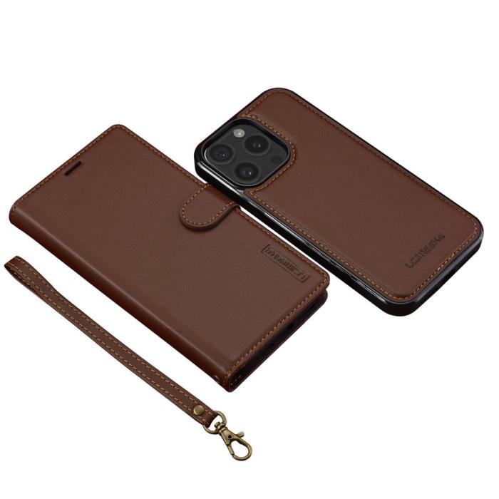 LC.imeeke - LC.IMEEKE L2 Series iPhone 14 Pro Max Plånboksfodral Konstläder - Brun