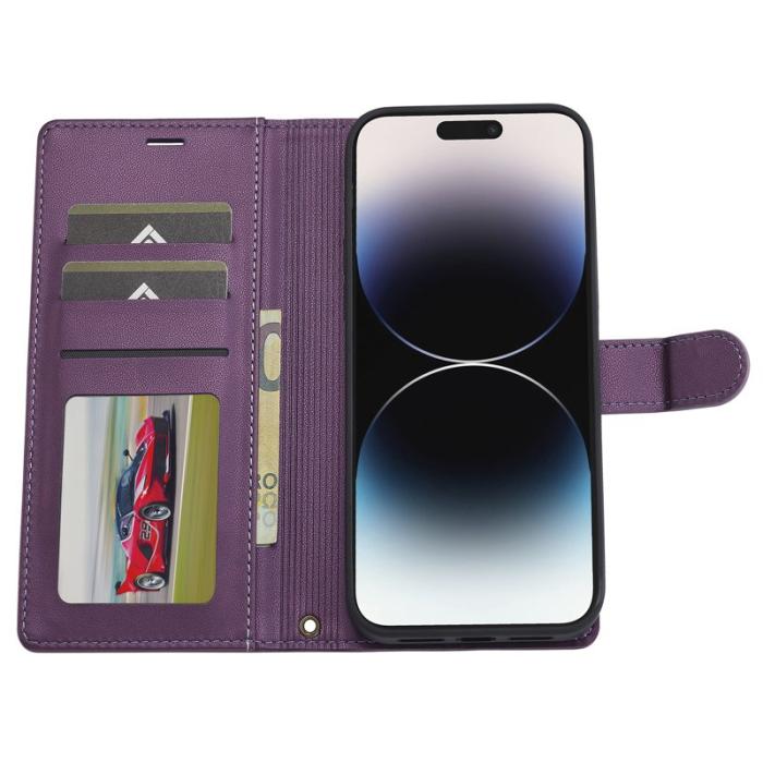 LC.imeeke - LC.IMEEKE L2 Series iPhone 14 Pro Max Plånboksfodral Konstläder - Lila