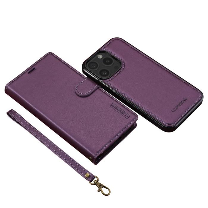 LC.imeeke - LC.IMEEKE L2 Series iPhone 14 Pro Max Plånboksfodral Konstläder - Lila