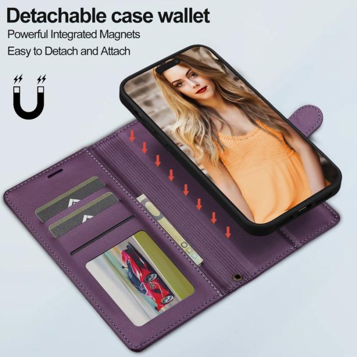 LC.imeeke - LC.IMEEKE L2 Series iPhone 14 Pro Max Plånboksfodral Konstläder - Lila