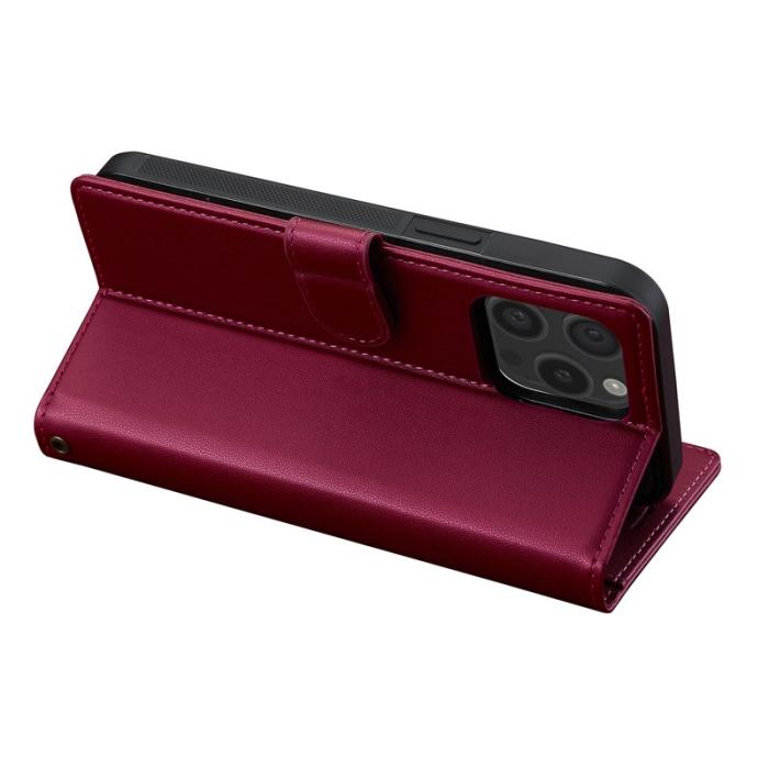 LC.imeeke - LC.IMEEKE L2 Series iPhone 14 Pro Max Plånboksfodral Konstläder - Röd