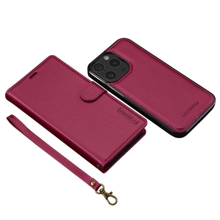 LC.imeeke - LC.IMEEKE L2 Series iPhone 14 Pro Max Plånboksfodral Konstläder - Röd
