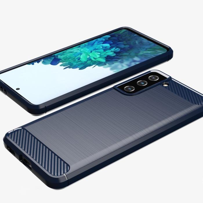 UTGATT - Carbon Flexible TPU skal till Samsung Galaxy S21 5G - Blå